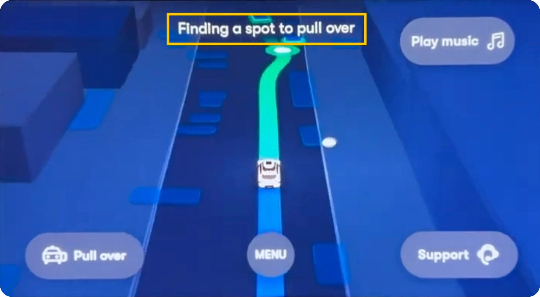 Original Waymo upper-screen text display